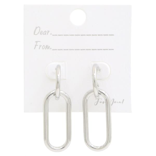 LONG OVAL METAL EARRING