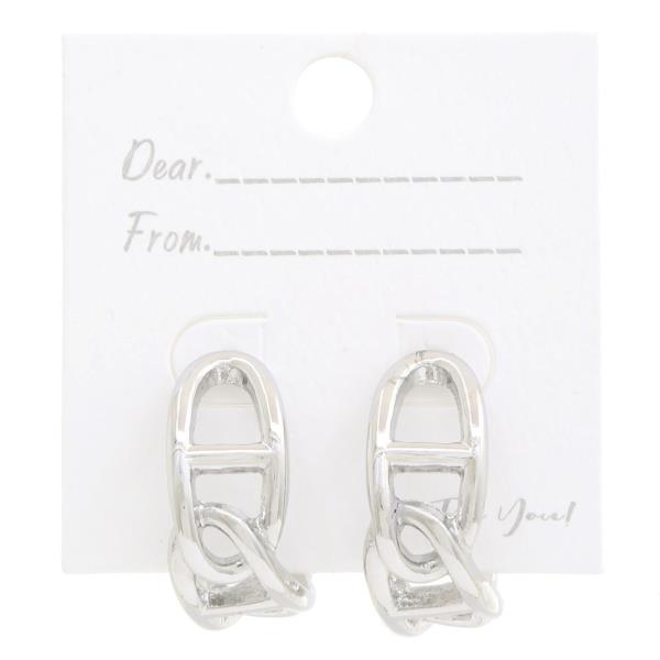 OVAL LINK METAL HOOP EARRING