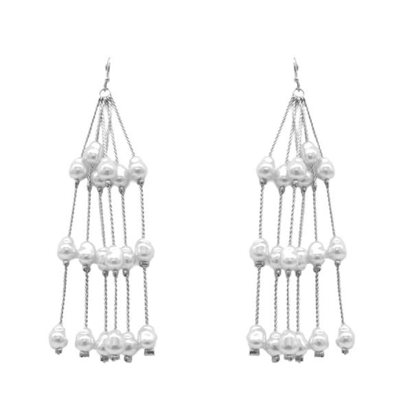 PEARL METAL DROP DANGLE EARRING