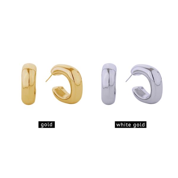 14K GOLD/WHITE GOLD DIPPED ROUNDED OPEN SOUARE EARRINGS