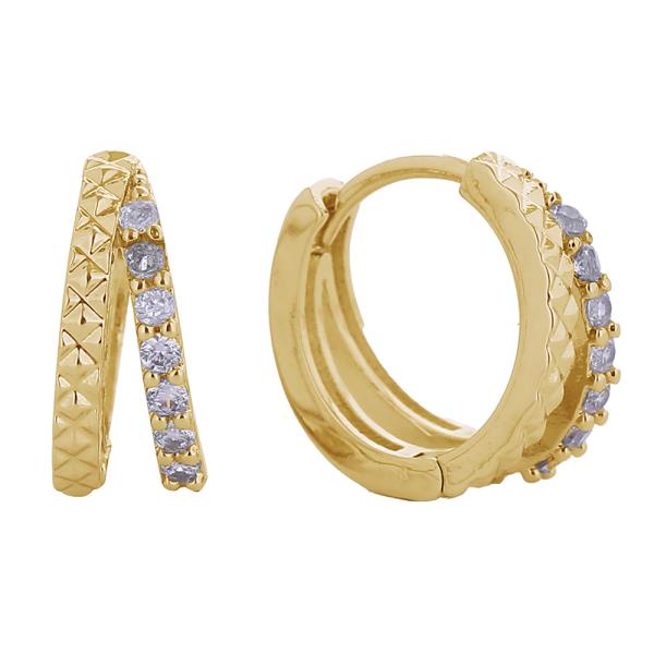 14K GOLD/WHITE GOLD DIPPED CLASSIC DOUBLE HOOP EARRINGS