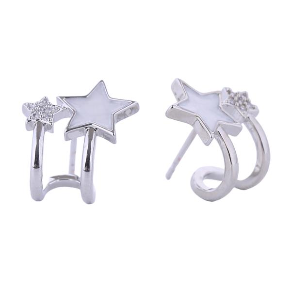 14K GOLD/WHITE GOLD DIPPED SHOOTING STAR POST EARRINGS