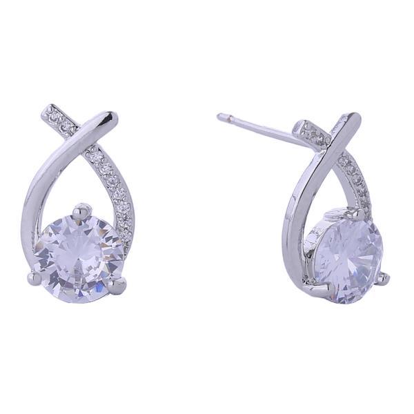 14K GOLD/WHITE GOLD DIPPED MERMAID TAIL CZ POST EARRINGS