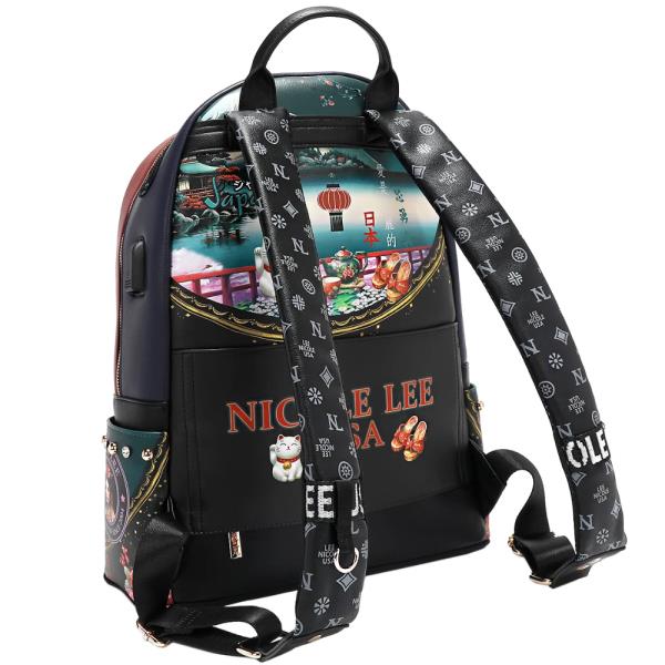 NICOLE LEE LARGE USB FASHION BACKPACK WITH CHARGING PORT AND POUCH