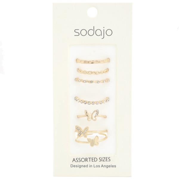 SODAJO BUTTERFLY ASSORTED METAL RING SET