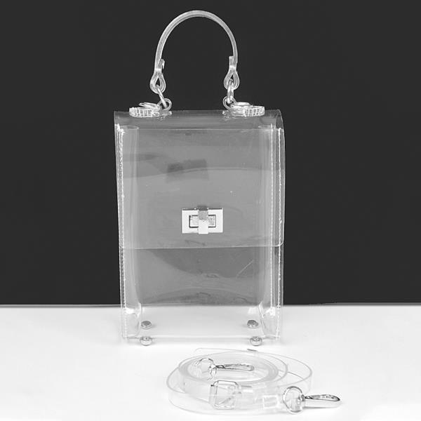 TRANSPARENT TOP HANDLE FLAP CLUTCH