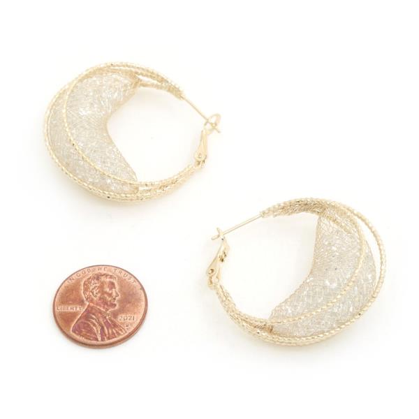 SODAJO CLEAR BEAD WIRE HOOP GOLD DIPPED EARRING