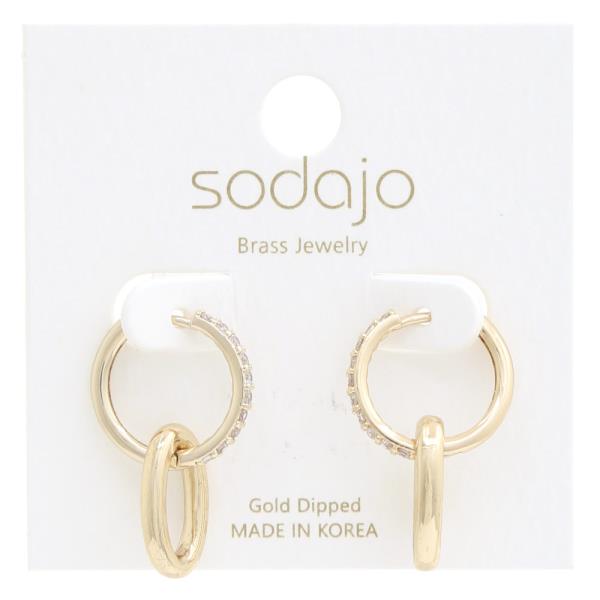 SODAJO CRYSTAL OVAL CIRCLE LINK GOLD DIPPED EARRING