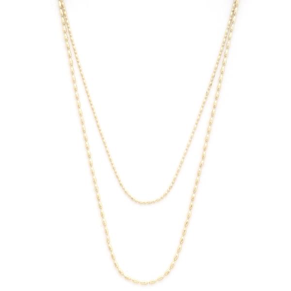 SODAJO OVAL BEAD METAL GOLD DIPPED NECKLACE