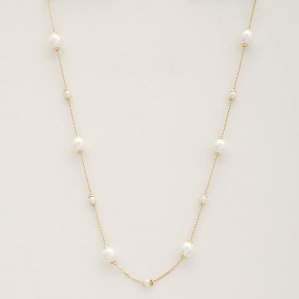 SODAJO PEARL BEAD STATION GOLD DIPPED NECKLACE