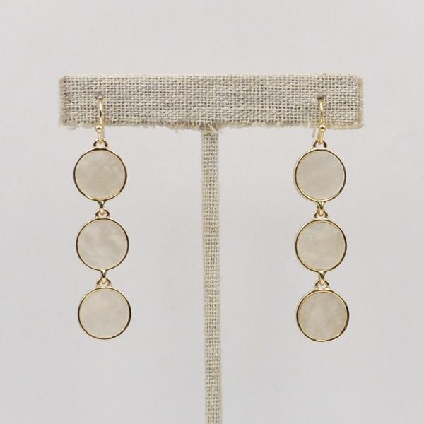 3 LAYERED MOTHER OF PEARL CIRCLE DANGLE EARRING