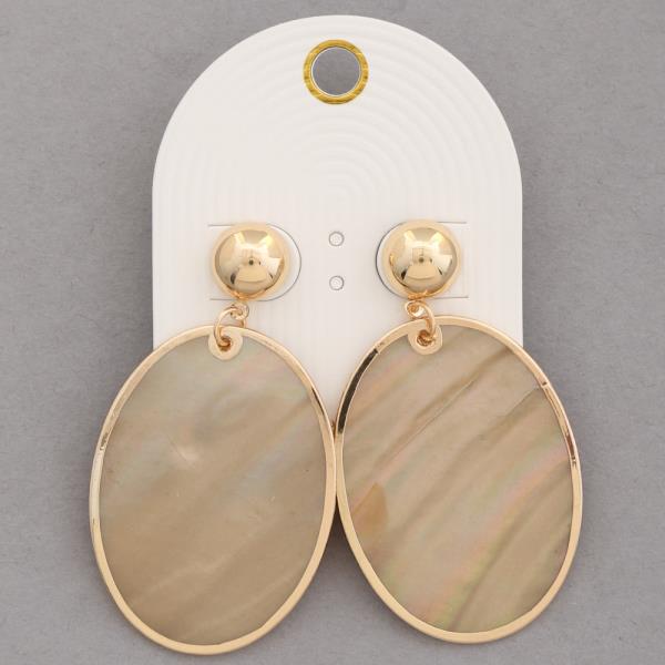 OVAL MOTHER OF PEARL DROP EARRINGS