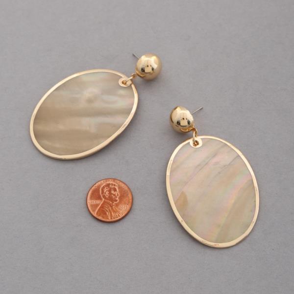 OVAL MOTHER OF PEARL DROP EARRINGS