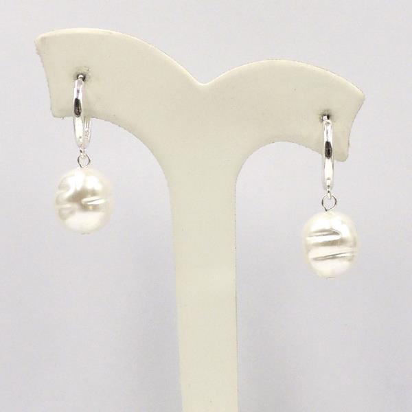 PEARL CHARM HUGGIE HOOP EARRINGS