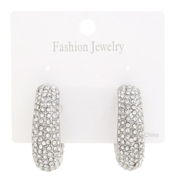 RHINESTONE OPEN HOOP EARRING