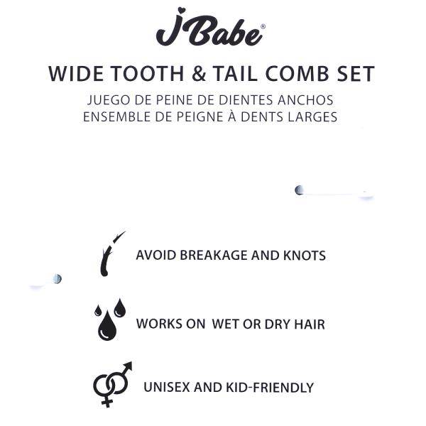 J BABE WIDE TOOTH AND TAIL 2 PC COMB SET (6 UNITS)