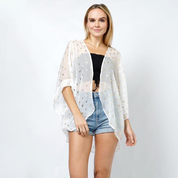 DOT FOIL PRINT SHEER KIMONO