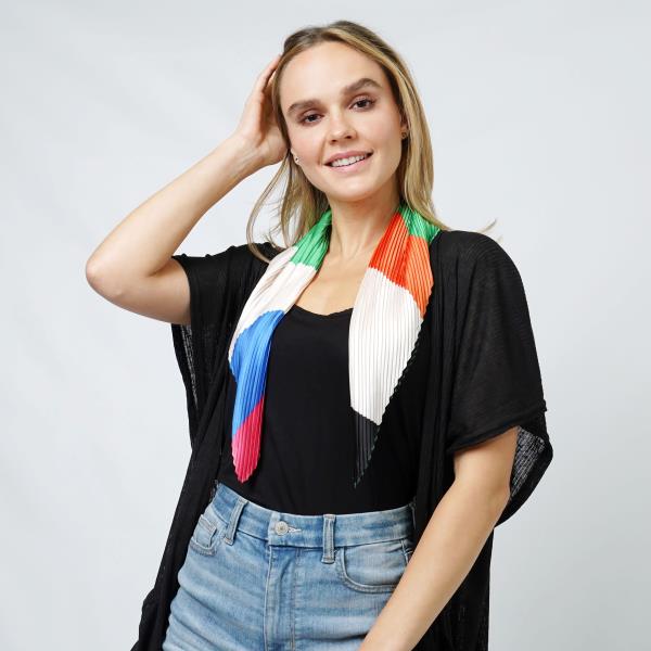 ABSTRACT SATIN PLEATED SQUARE SCARF