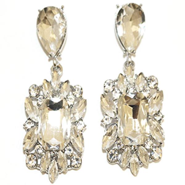 TEARDROP CRYSTAL GEMSTONE PARTY DANGLE EARRING