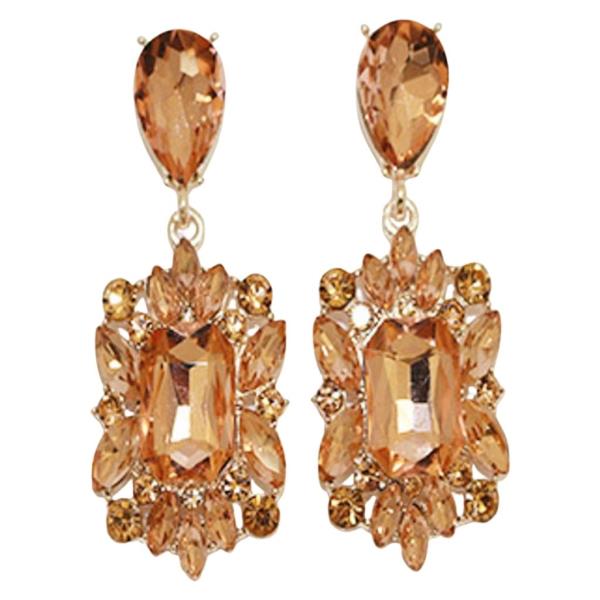 TEARDROP CRYSTAL GEMSTONE PARTY DANGLE EARRING