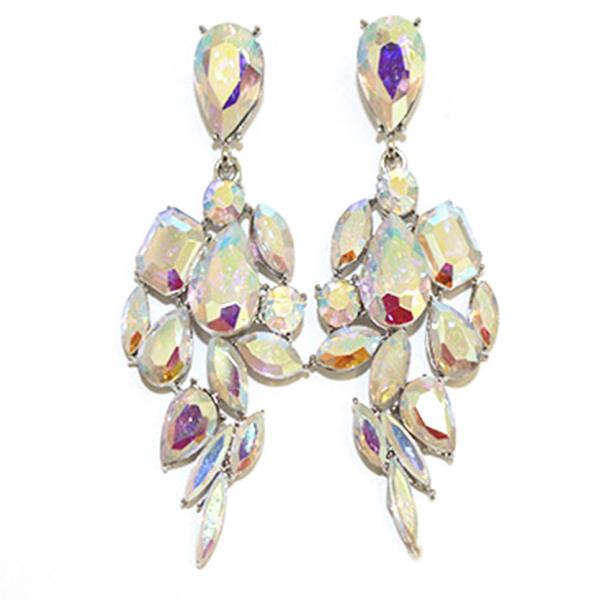 TEARDROP CRYSTAL GEMSTONE PARTY DANGLE EARRING