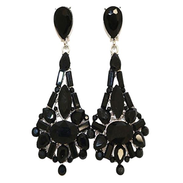 TEARDROP CRYSTAL GEMSTONE PARTY DANGLE EARRING