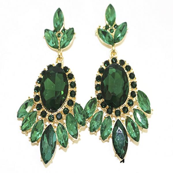 TEARDROP CRYSTAL GEMSTONE PARTY DANGLE EARRING