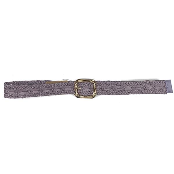 FAUX BRAID LEATHER METAL BUCKLE BELT