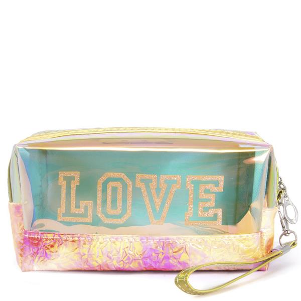 LOVE HOLOGRAPHIC IRIDESCENT WRINKLED POUCH