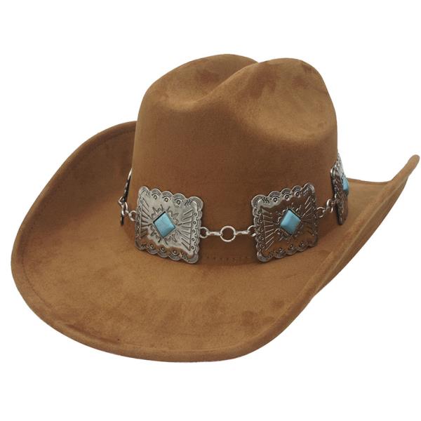 RECTANGLE CONCHO BANDED WESTERN STYLE COWBOY HAT