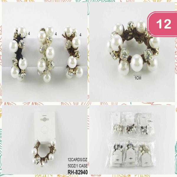 PEARL RHINESTONE HAIR TIE (12 UNITS)