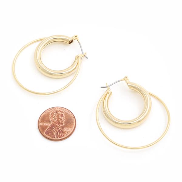 SODAJO BRASS GOLD DIPPED DOUBLE ROUND HOOP EARRING