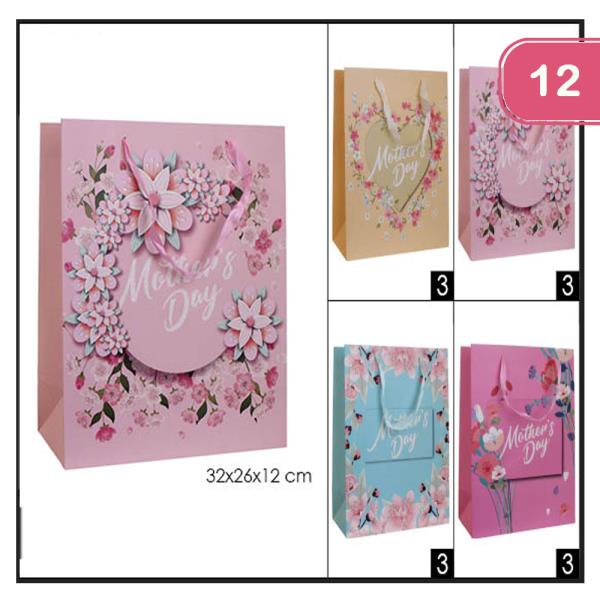 LOVELY MOTHERS DAY FLORAL GIFT BAG (12 UNITS)