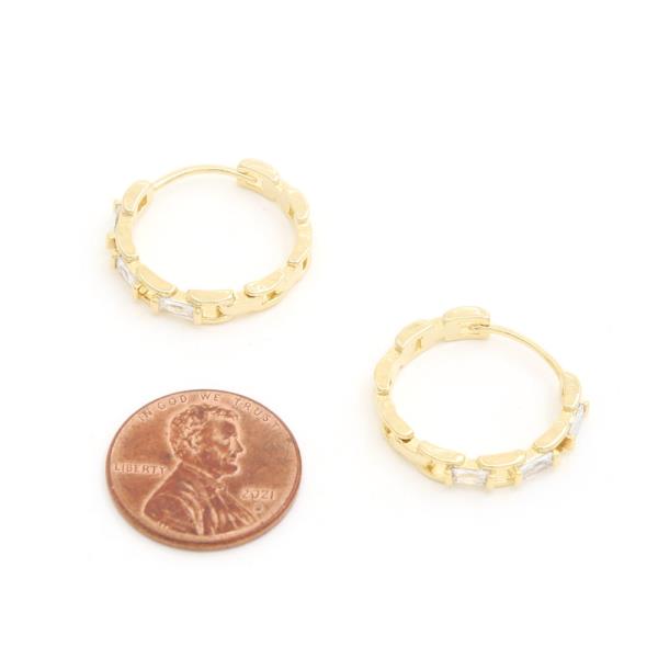SODAJO CZ SQUARE LINK GOLD DIPPED EARRING