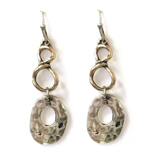 WESTERN HAMMERED ROUND DANGLE EARRING