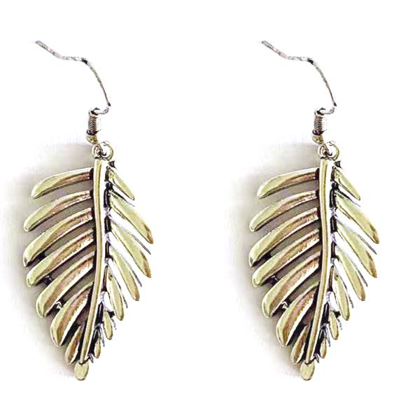 METAL FEATHER DANGLE EARRING