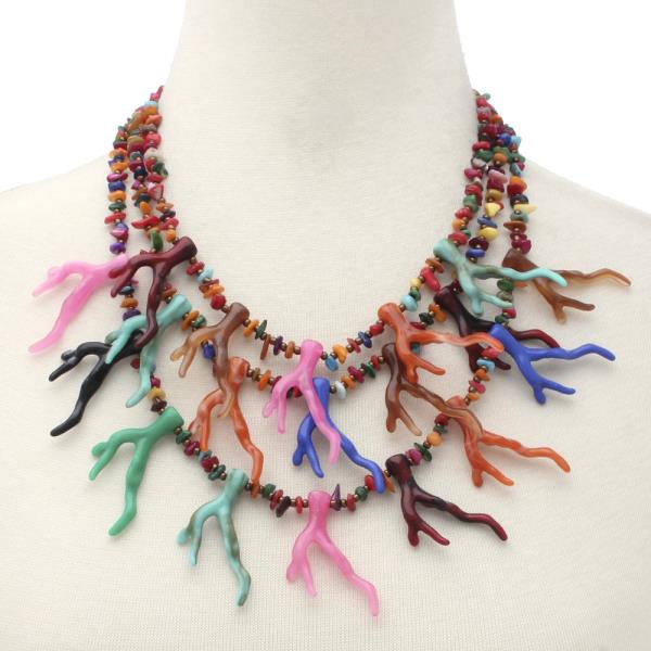 CORAL SHAPE BEADED LAYERED NECKLACE