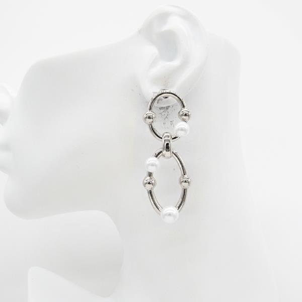 DOUBLE OVAL PEARL BEAD DANGLE EARRING