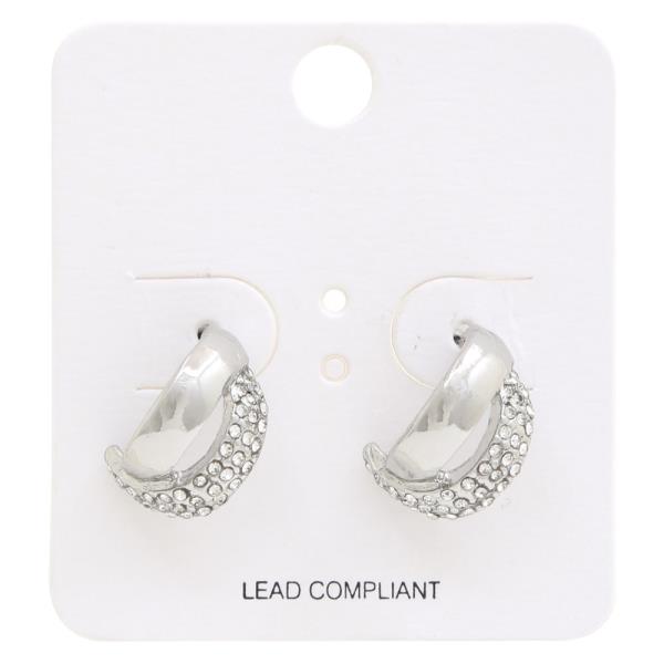 DOUBLE HOOP RHINESTONE METAL EARRING