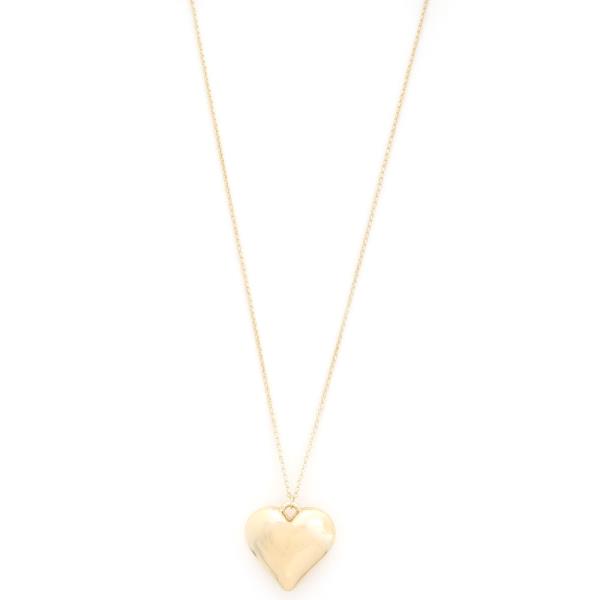 PUFFY HEART METAL NECKLACE
