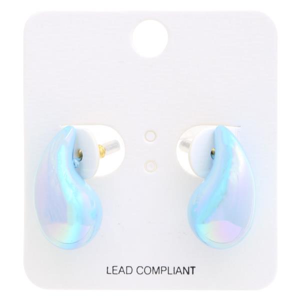 IRIDESCENT TEARDROP DOME EARRING