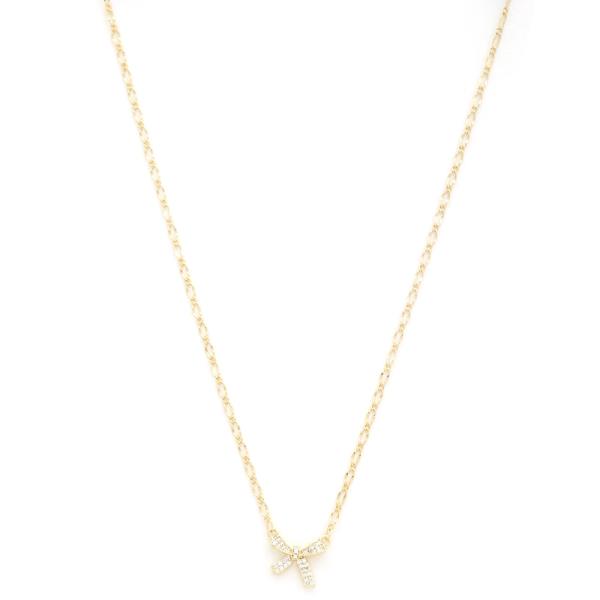 SODAJO DAINTY BOW GOLD DIPPED NECKLACE