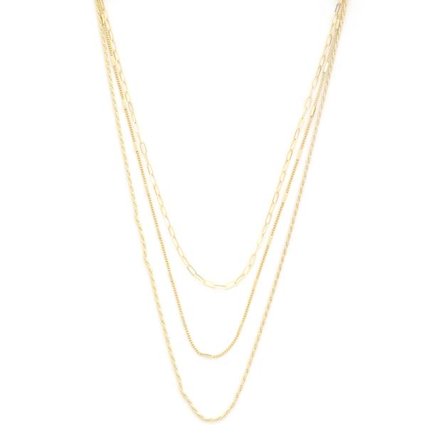 SODAJO ROPE LINK LAYERED GOLD DIPPED NECKLACE