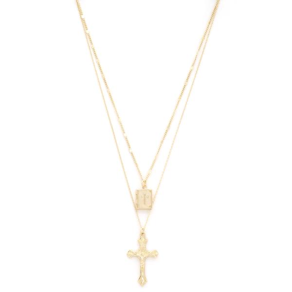 CROSS RELIGIOUS CHARM DAINTY LINK LAYERED NECKLACE