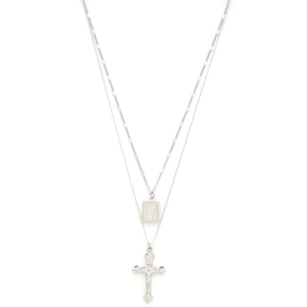 CROSS RELIGIOUS CHARM DAINTY LINK LAYERED NECKLACE