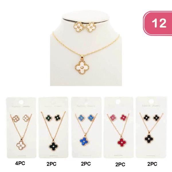 CLOVER EARRING NECKLACE SET (12 UNITS)
