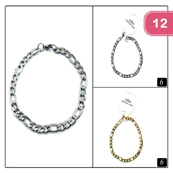 STAINLESS STEEL CHAIN BRACELET (12 UNITS)