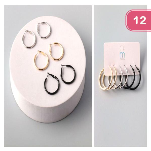 METAL MIXED HOOP EARRINGS (12 UNITS)