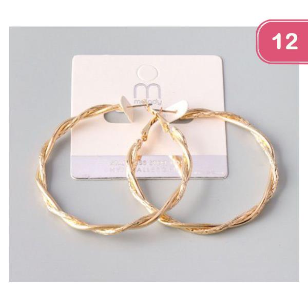 ETCHED TWISTED HOOP EARRING (12 UNITS)