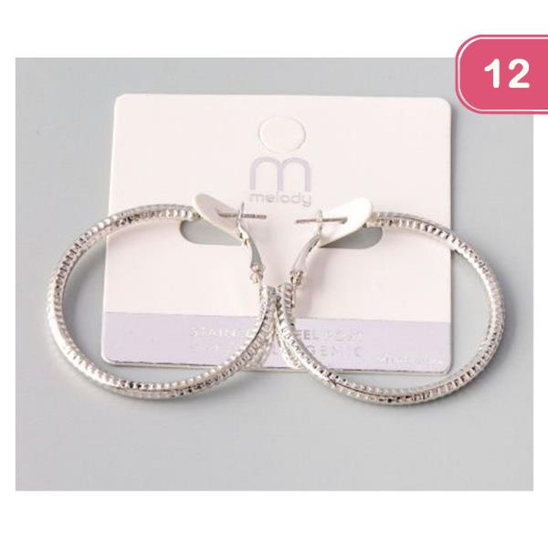 TEXTURED HOOP EARRING (12 UNITS)